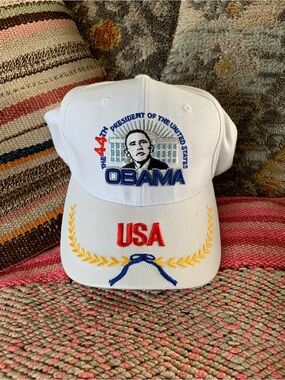 White Patriotic Embroidered Baseball Cap - USA Motif